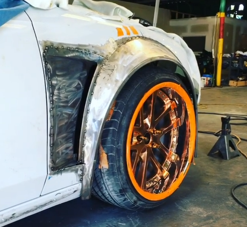 Custom widebody installation before paint - Tampa Bay